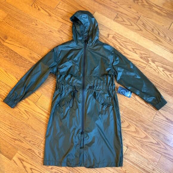 ASKYA Zip-front Windbreaker Rain Hooded Green Jacket Women’s Size X-Small NWT - Picture 7 of 8